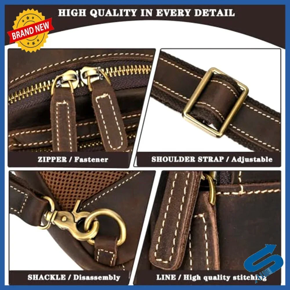 Genuine Leather Sling Bag Crossbody Shoulder Bag Men's Compact Travel